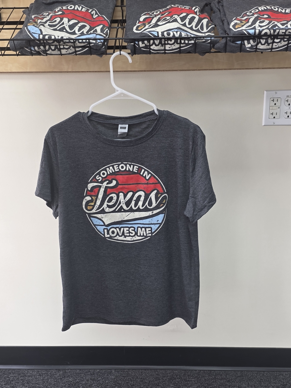 Texas Graphic Tee - Charcoal with Red, White & Blue Logo
